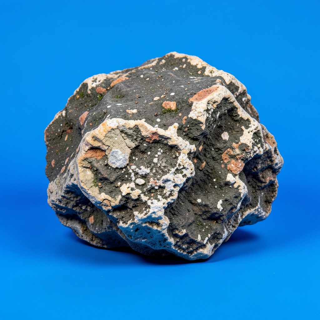 Medium-hard rock crushing setup with impact crusher and vibrating screen, warm gray and ochre industrial palette, clean studio presentation of the processing line